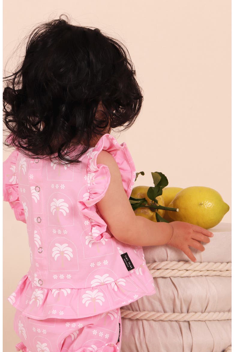 Palm Frill Top & Bloomers Set, Alternate, color, PINK