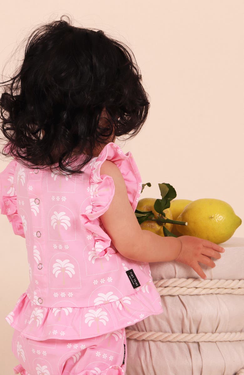 TINY TRIBE Palm Frill Top & Bloomers Set, Alternate, color, Pink