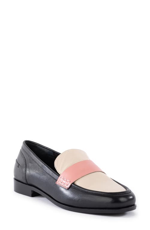 Seychelles Sooner or Later Loafer in Black/Pink Leather 