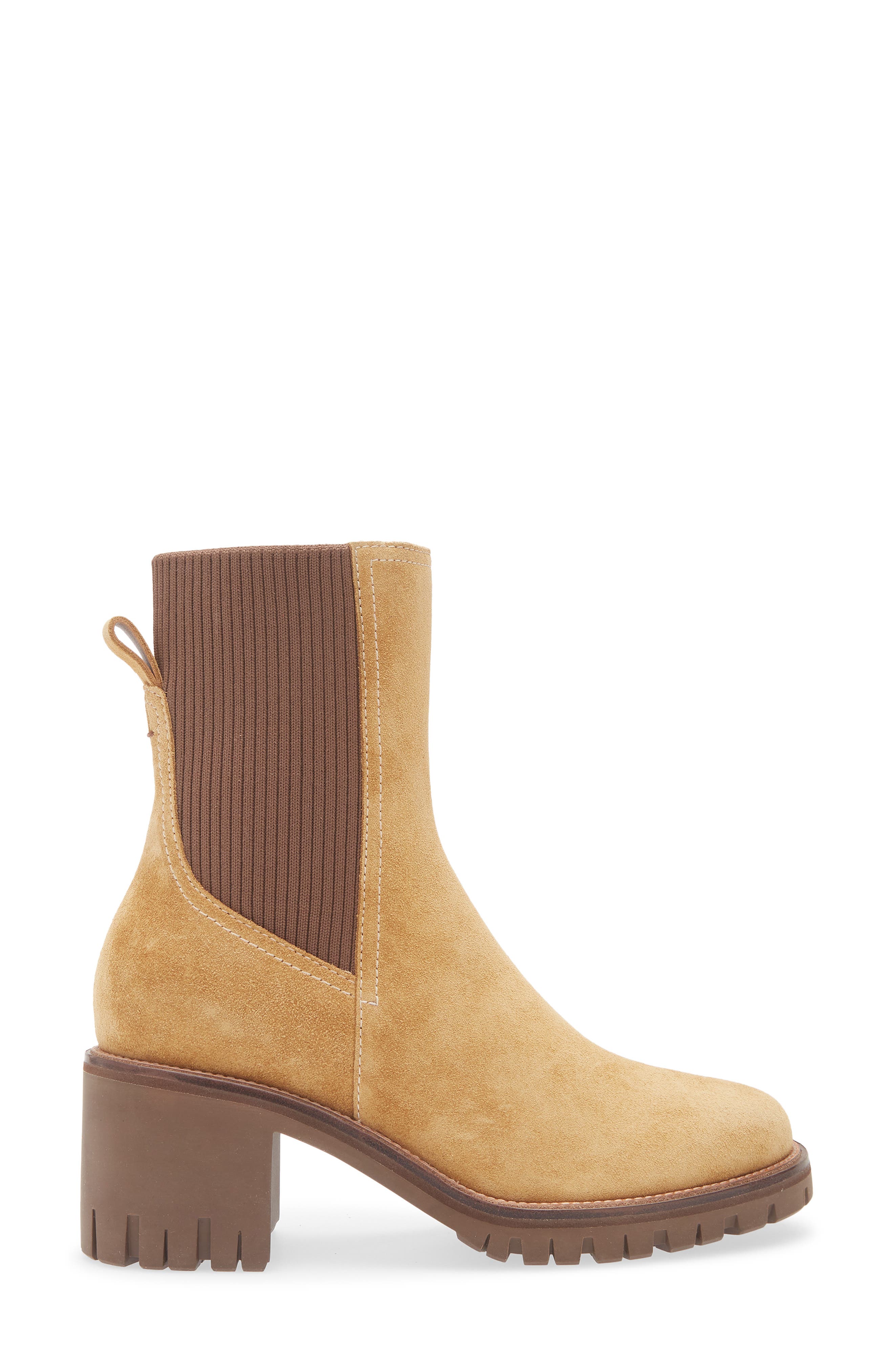 rag & bone Corey Lug Sole Chelsea Boot, Alternate, color, Caramel Suede