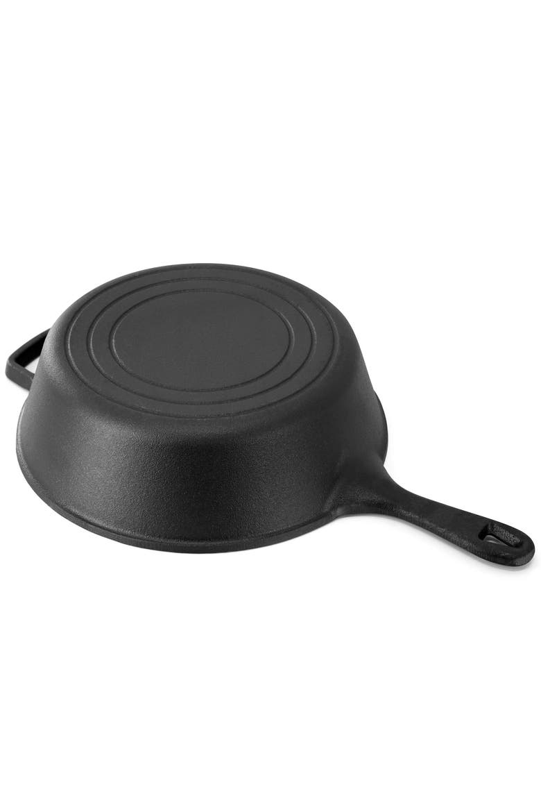 10.5 Inch 2-in-1 Pre-Seasoned Cast Iron Skillet and Fry Pan Set, Alternate, color, Black
