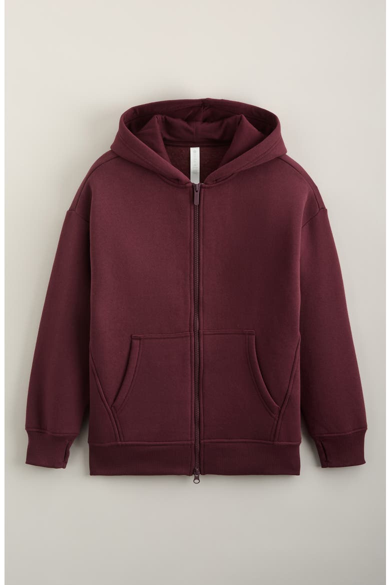 Kids' Cozy Fleece Full Zip Hoodie, Main, color, BURGUNDY STEM
