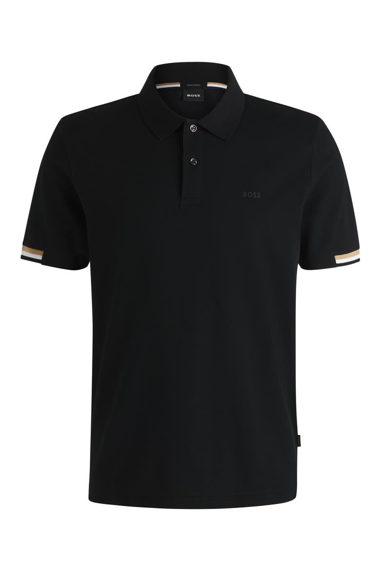 Parlay Solid Cotton Piqué Polo, Alternate, color, BLACK