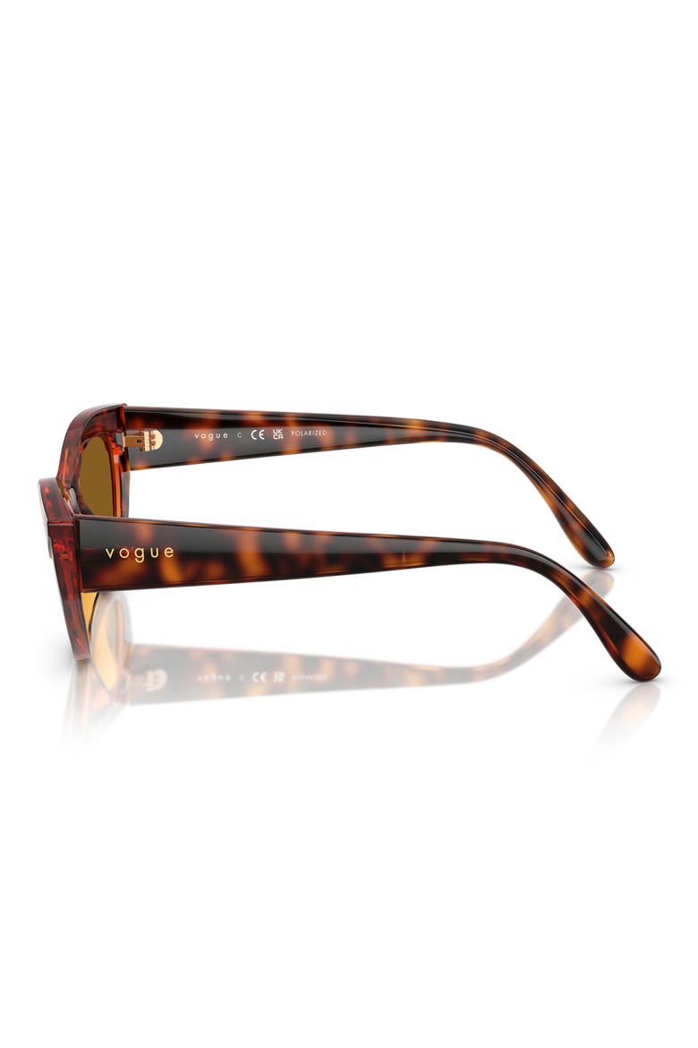 52mm Polarized Cat Eye Sunglasses, Alternate, color, DARK HAVANA