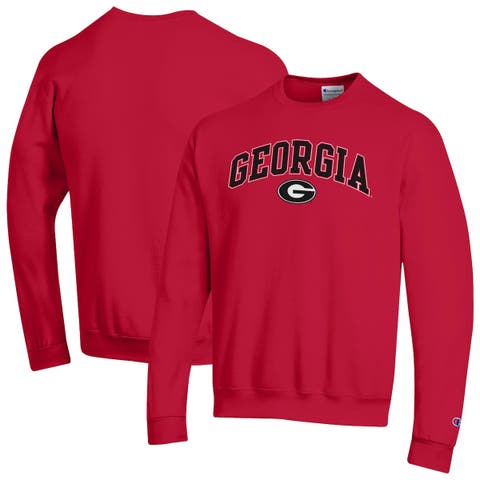 Men's Champion  Red Georgia Bulldogs Arch Over Logo Pullover Sweatshirt