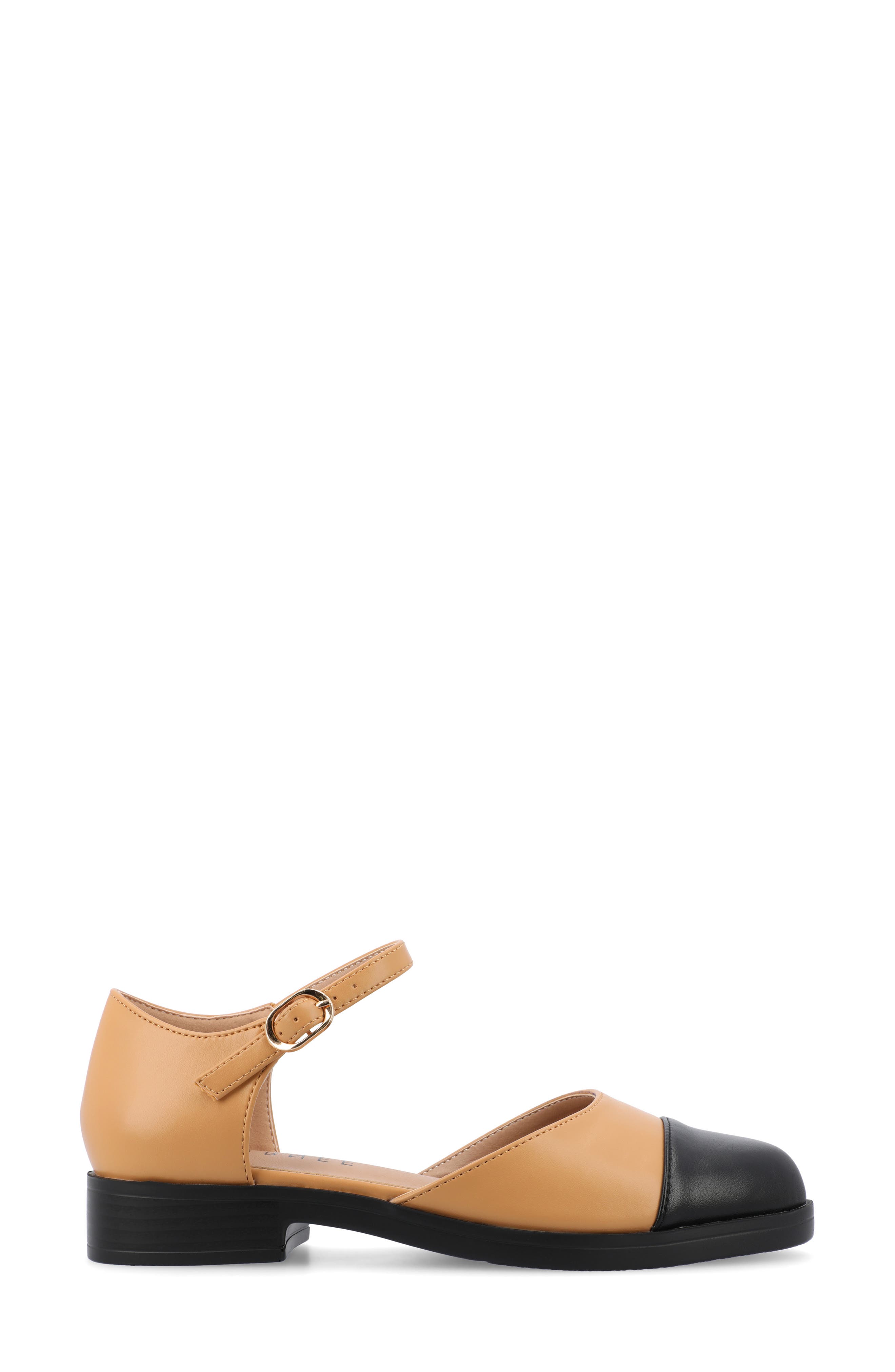 Journee Collection Tesley Cap Toe Mary Jane Flat, Alternate, color, Tan
