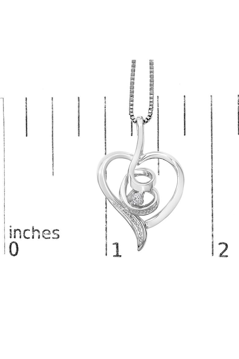 10K White Gold .03 Cttw Diamond-Accented Diamond Swirl Open Heart Pendant Necklace, Alternate, color, White