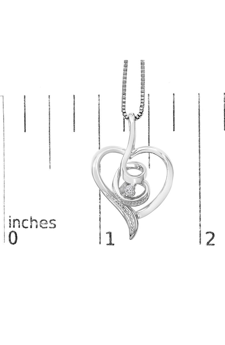 Haus of Brilliance 10K White Gold .03 Cttw Diamond-Accented Diamond Swirl Open Heart Pendant Necklace, Alternate, color, White