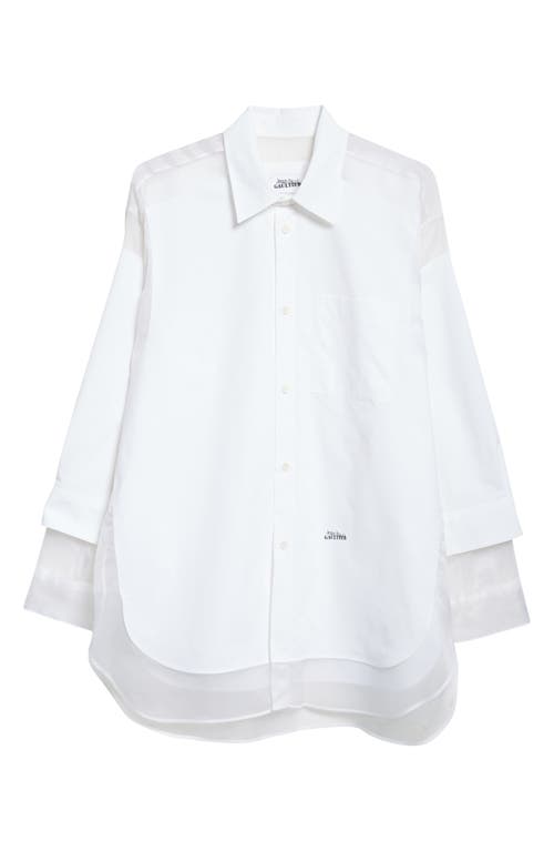 Jean Paul Gaultier The Petit Grand Mixed Media Button-up Shirt In White