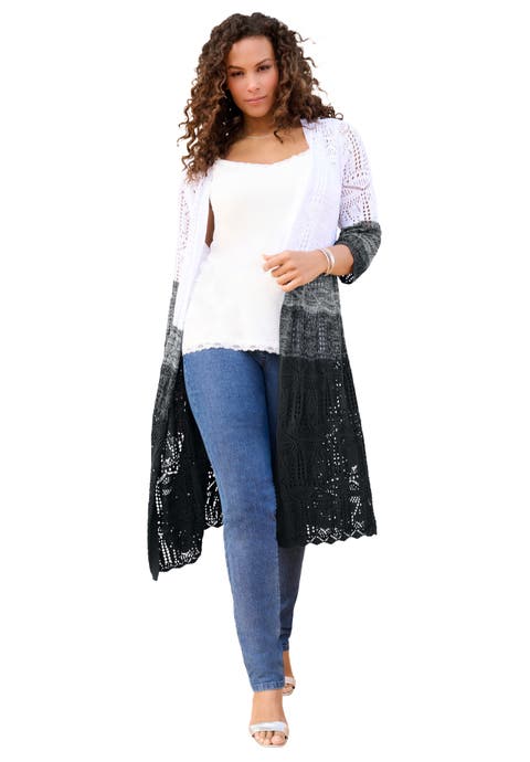 Knee Length Pointelle Cardigan