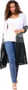 Roaman's Knee Length Pointelle Cardigan