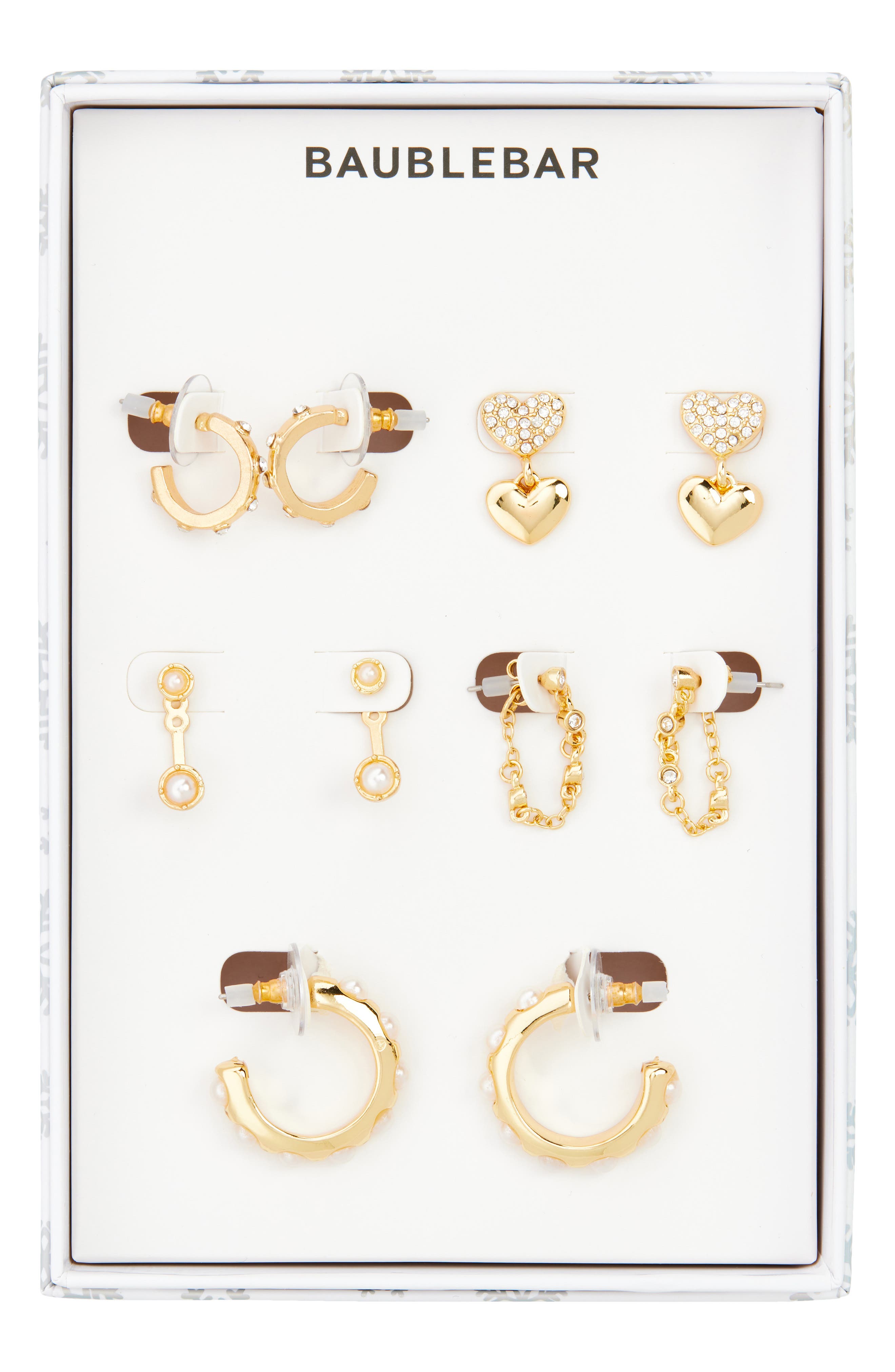 BaubleBar Crystal & Faux Pearl 5-Pack Earring Set
