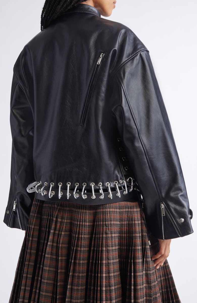 Chopova Lowena Broke My Brain Leather Jacket, Alternate, color, Black