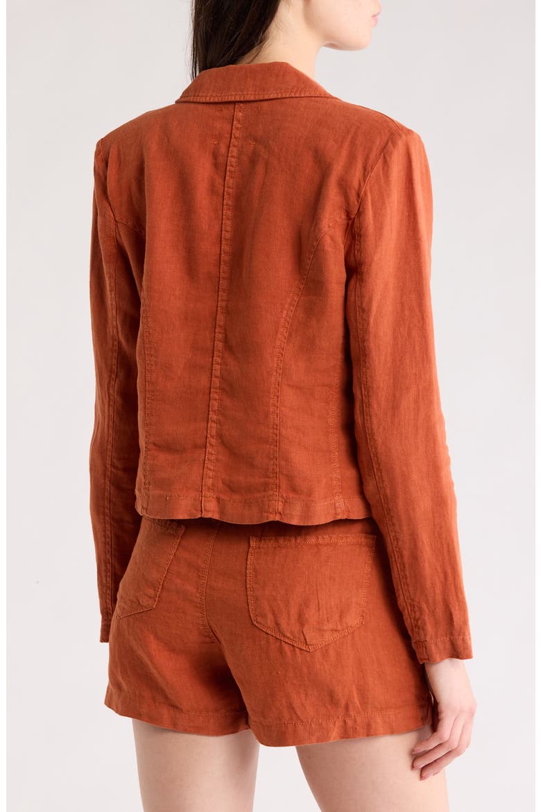 Wayne Double Breasted Linen Crop Blazer, Alternate, color, SIENNA