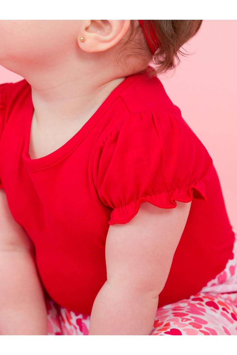 Baby/toddler Girls Knit Puff Short Sleeve Bodysuit, Alternate, color, Red