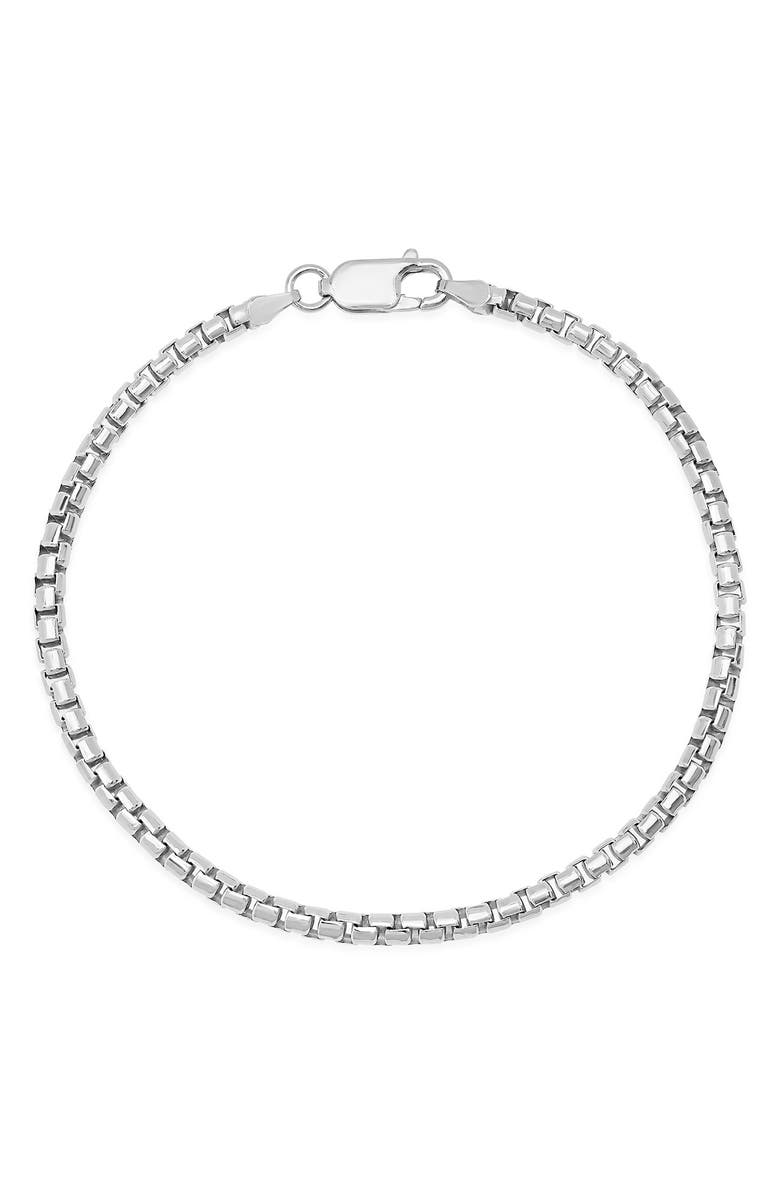 Queen Jewels Italian Round Box Bracelet, Main, color, Silver