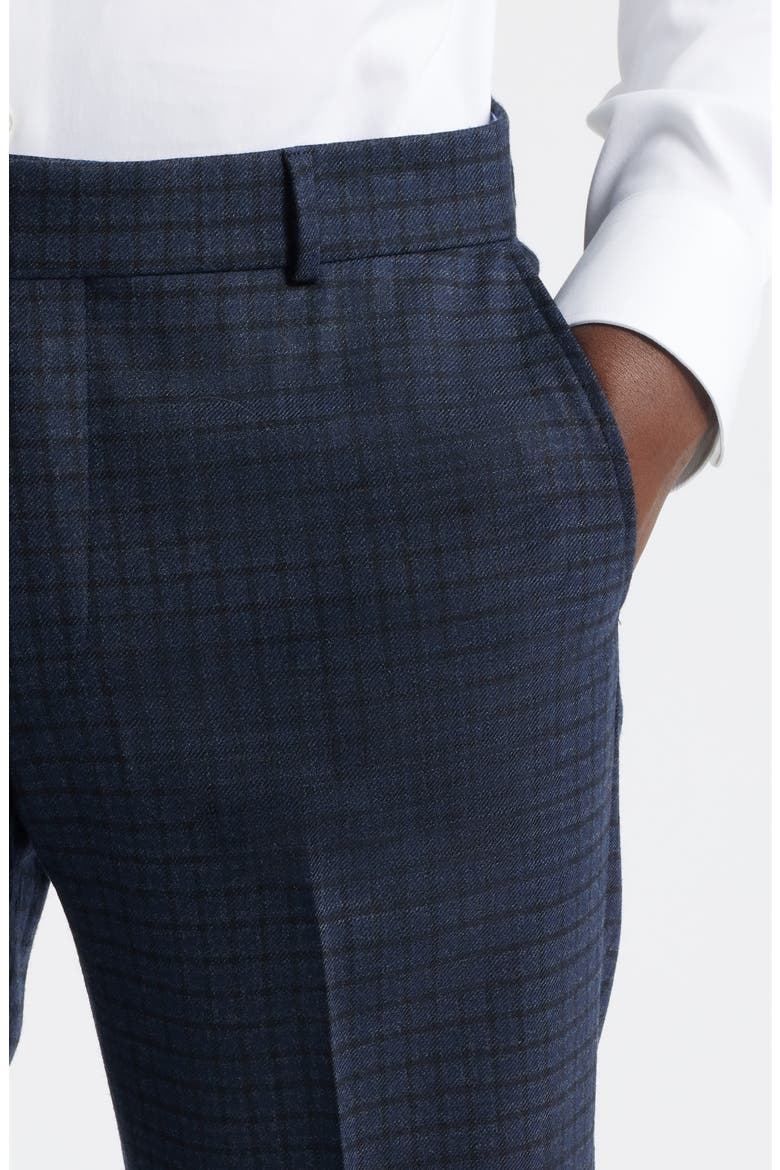 Multicolor Check Wool Dress Pants, Alternate, color, NAVY