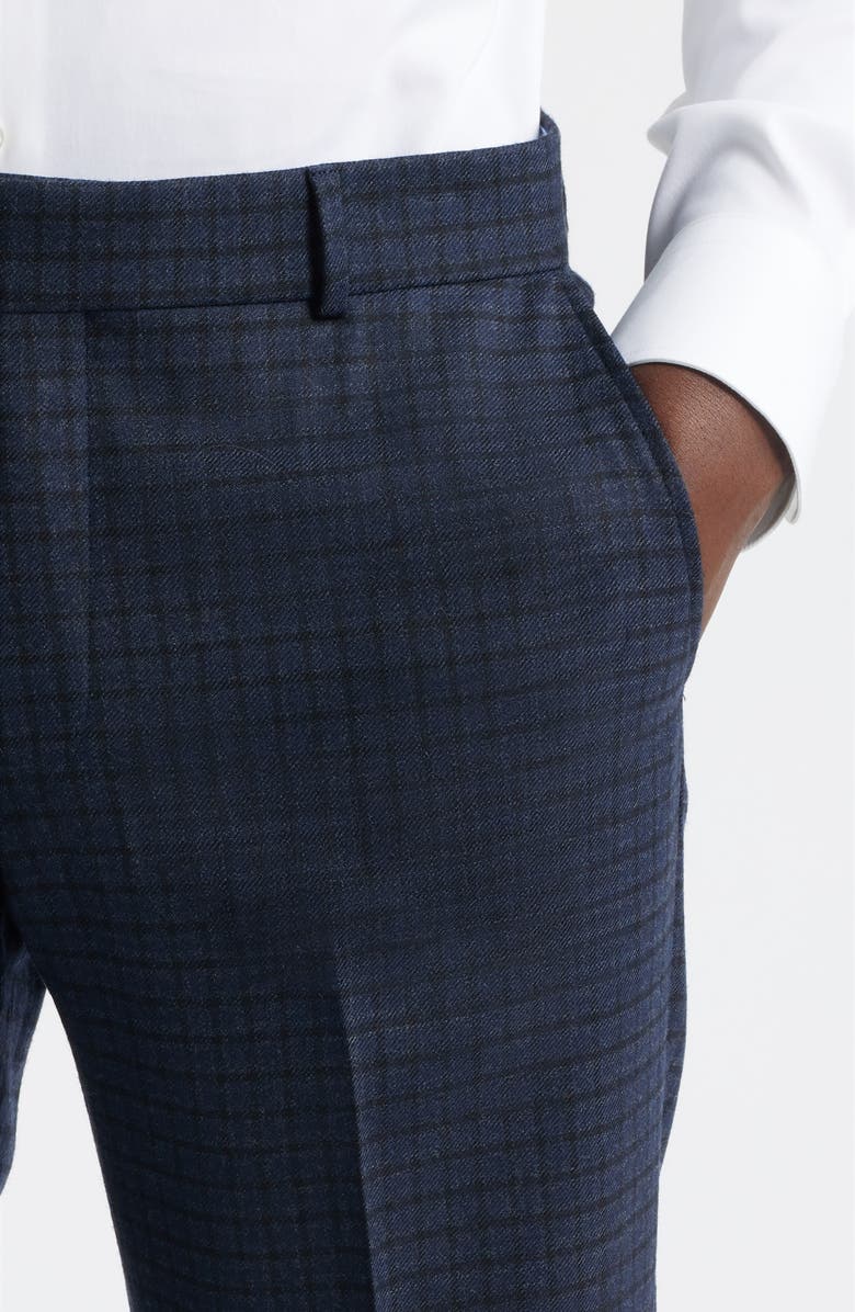 Berle Multicolor Check Wool Dress Pants, Alternate, color, Navy