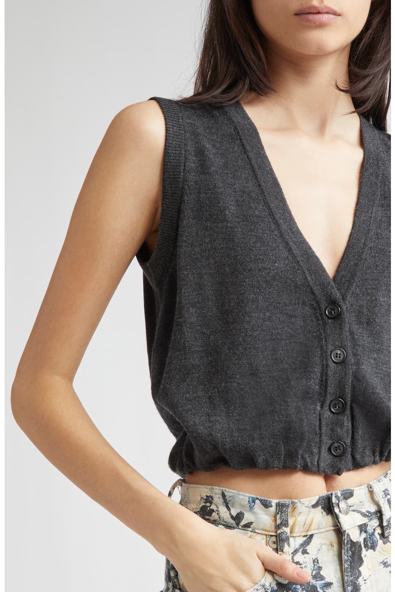 Balloon Bubble Hem Merino Wool Sweater Vest, Alternate, color, CHARCOAL