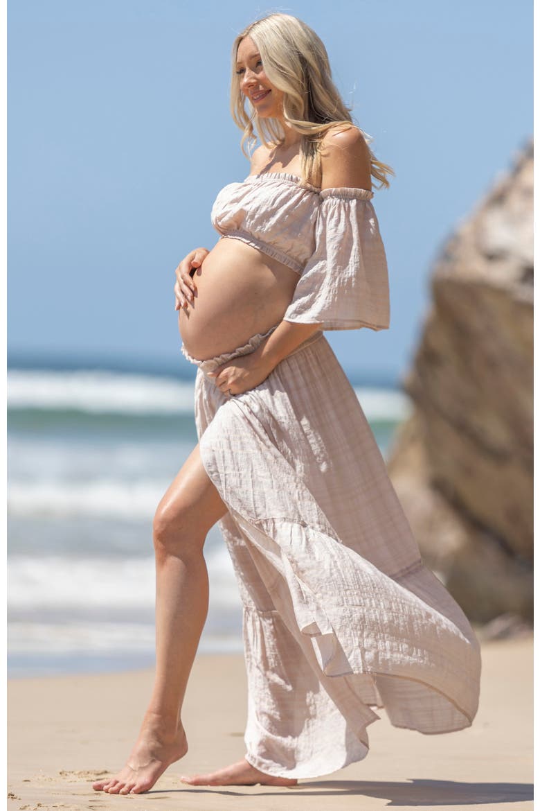 Chantal 2 piece Maternity Photoshoot  Dress, Alternate, color, Nude Pink