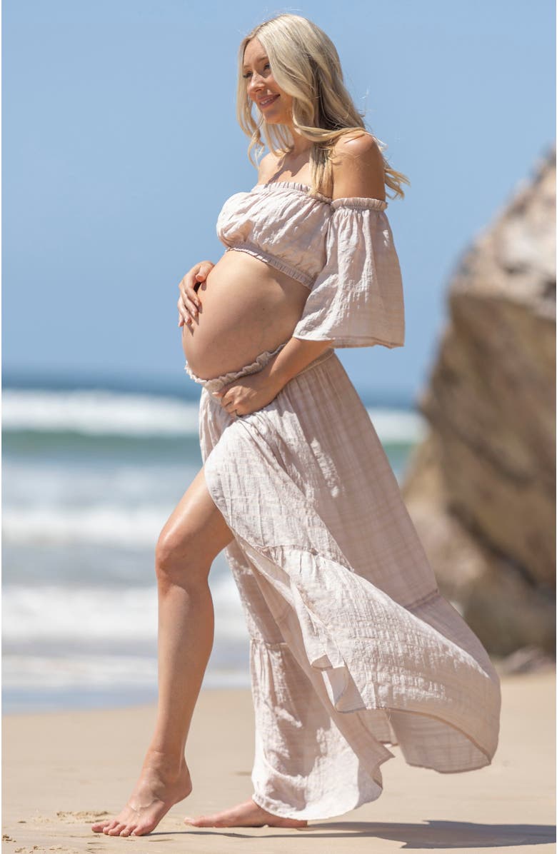 Angel Maternity Chantal 2 piece Maternity Photoshoot  Dress, Alternate, color, Nude Pink