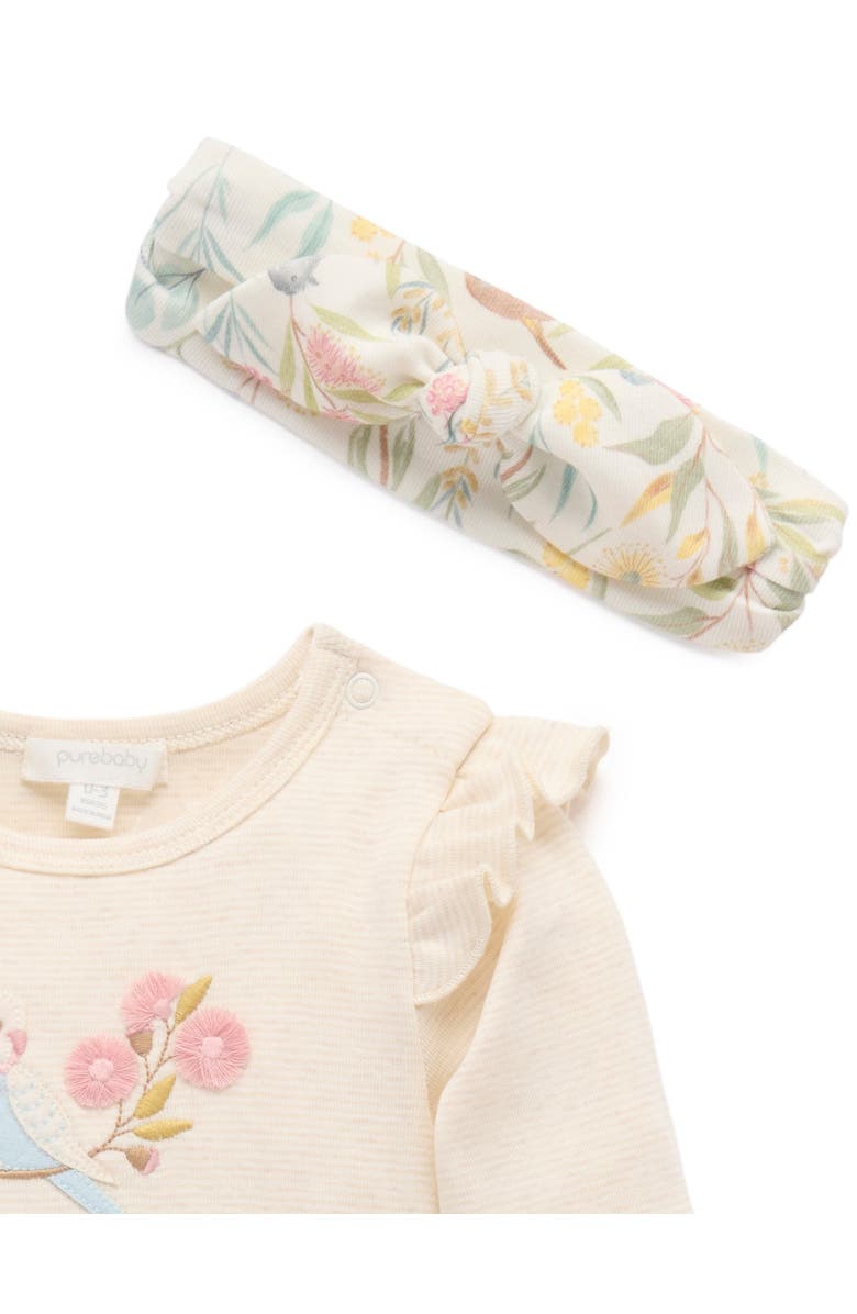 Purebaby 3 Piece Australiana Set with Headband, Alternate, color, Aviary Garden
