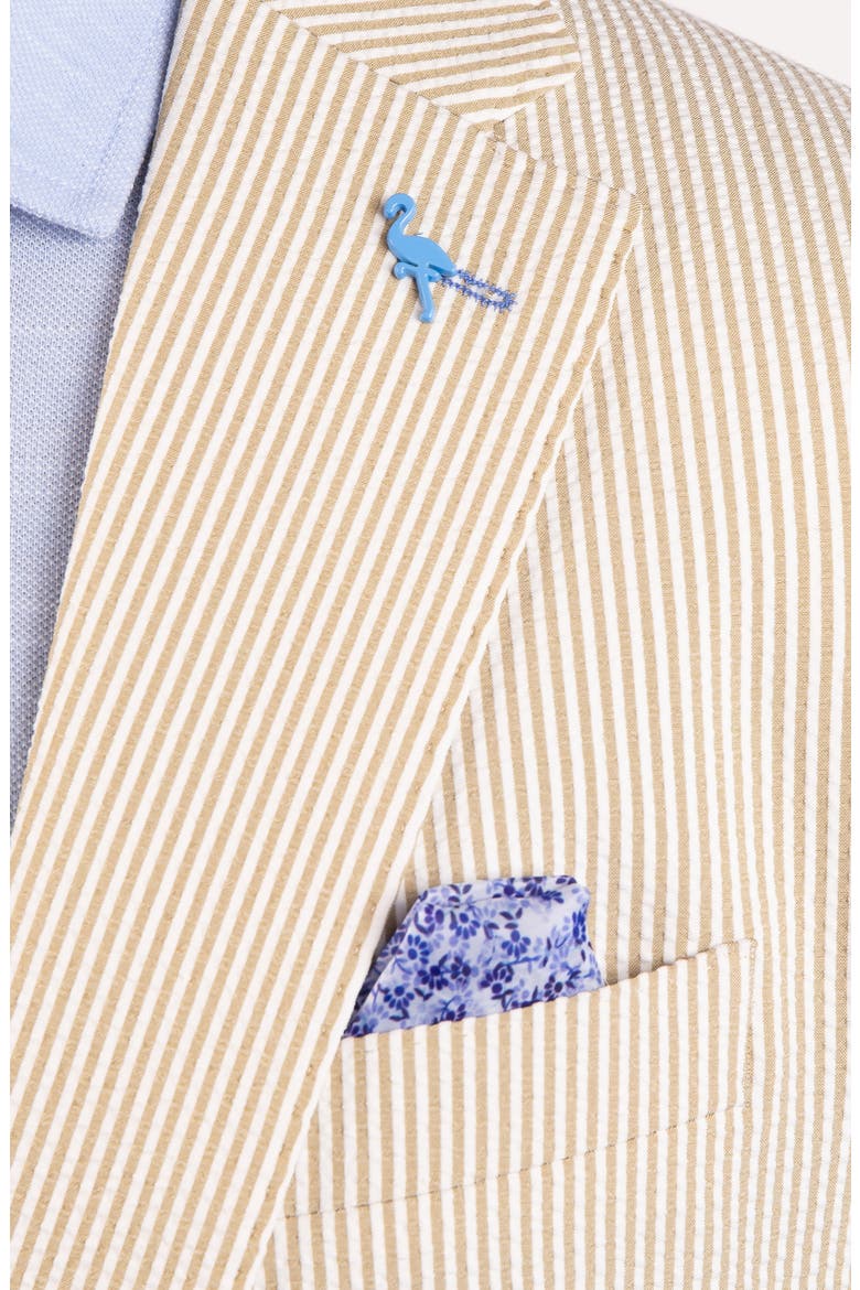 Textured Stripe Seersucker Sport Coat, Alternate, color, KHAKI
