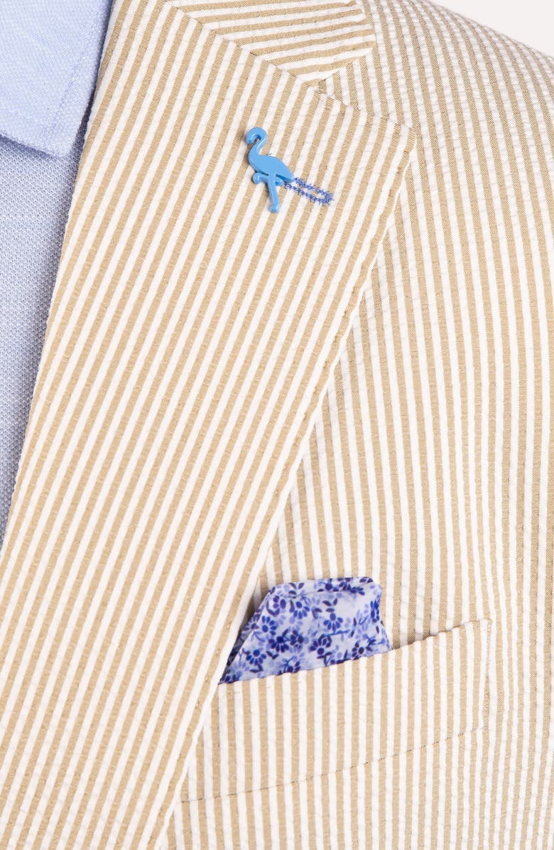 TailorByrd Textured Stripe Seersucker Sport Coat, Alternate, color, Khaki