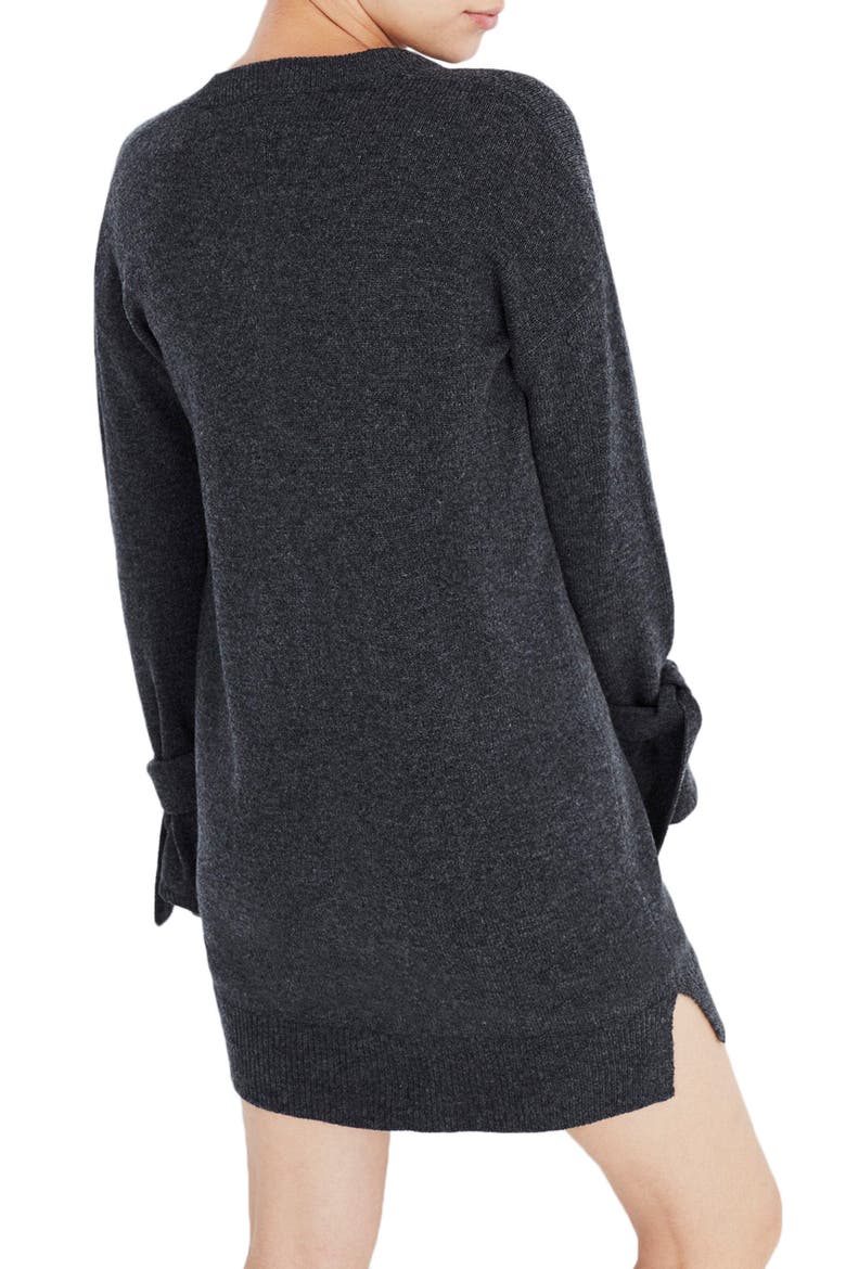 Tie Cuff Sweater Dress, Alternate, color, HEATHER CARBON