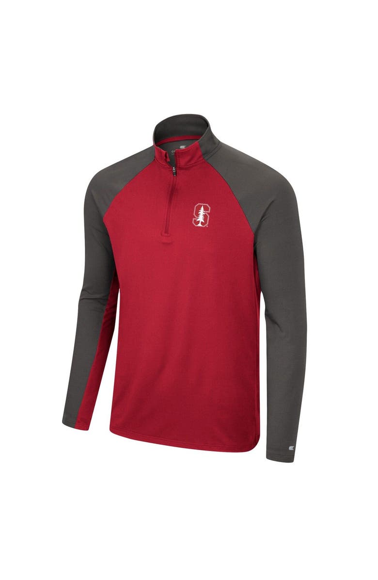 COLOSSEUM Men's Colosseum Cardinal/Charcoal Stanford Cardinal Two Yutes Raglan Quarter-Zip Windshirt, Alternate, color, 