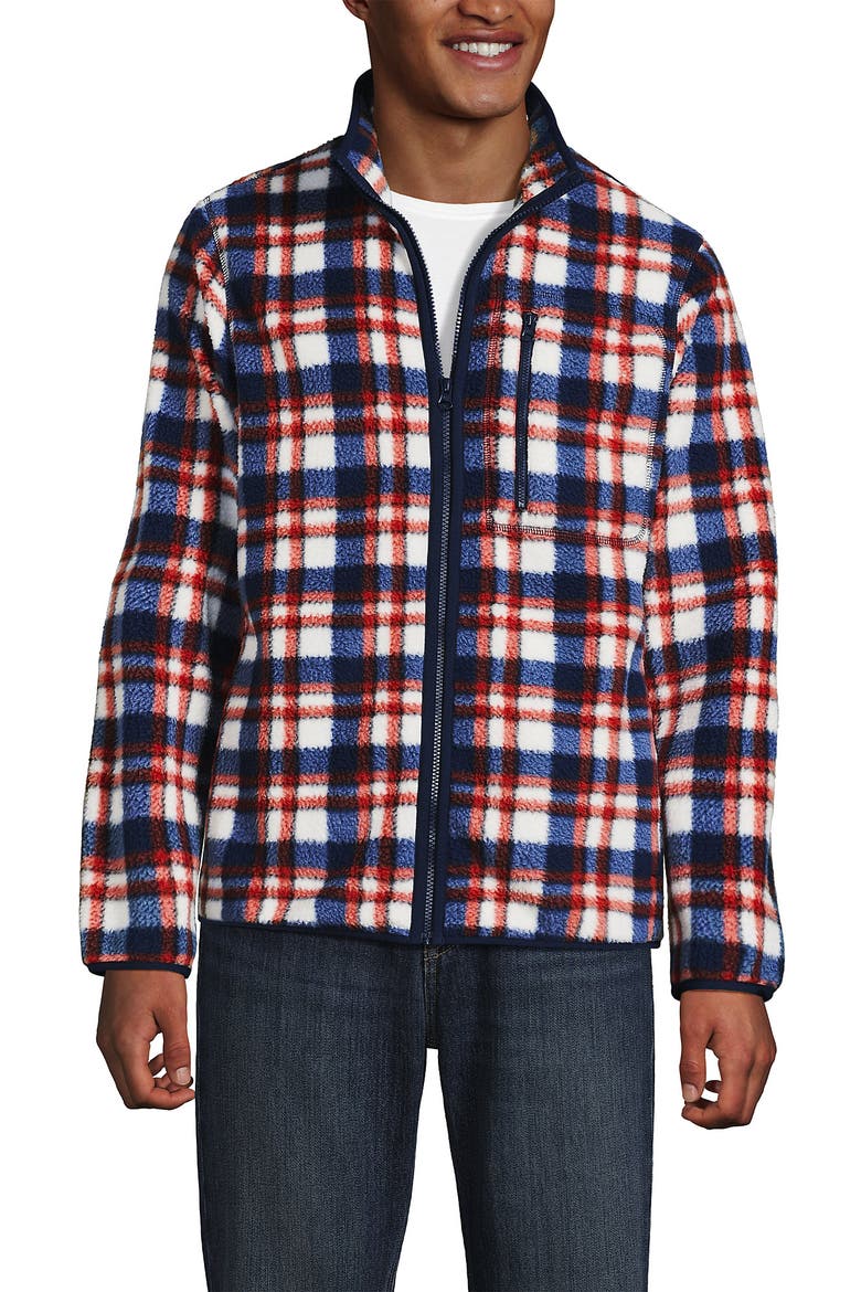 Full Zip High Pile Fleece Jacket, Alternate, color, Navy/Bourbon Plaid