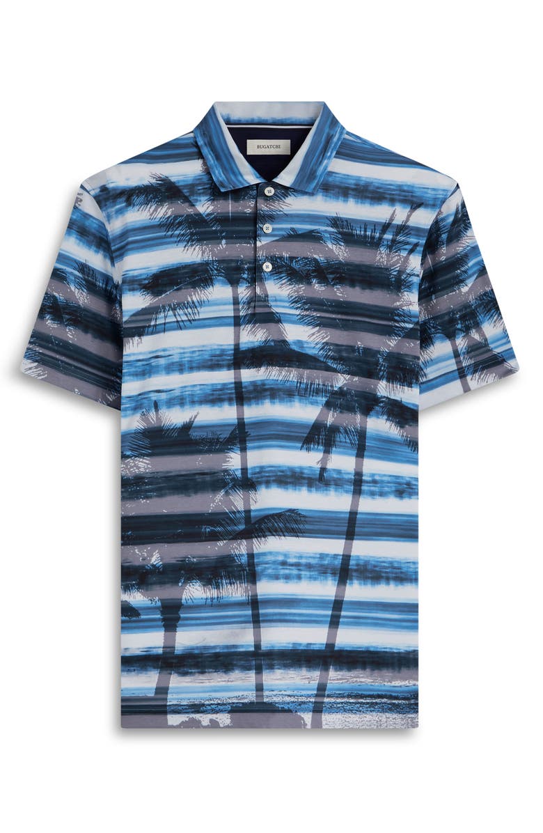Bugatchi Hendrix Digital Print Pima Cotton Polo, Alternate, color, Azure