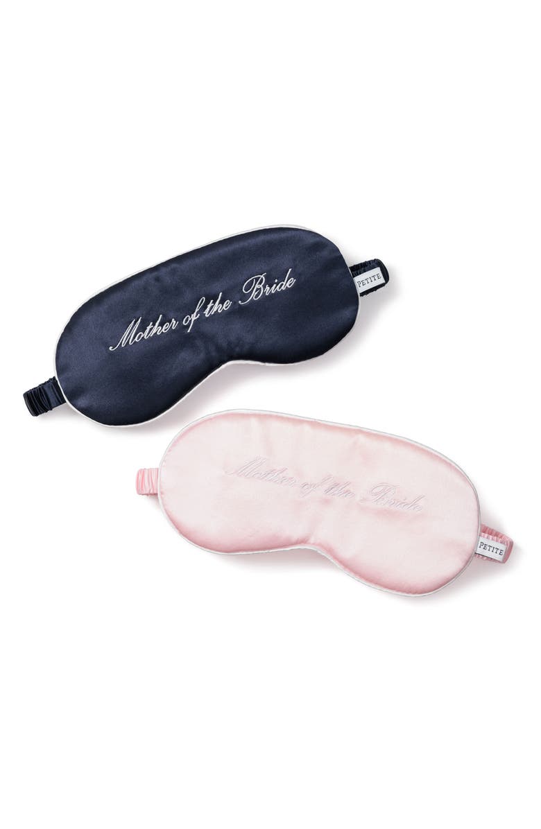 Petite Plume Mother of the Bride Embroidered Silk Sleep Mask, Alternate, color, Navy