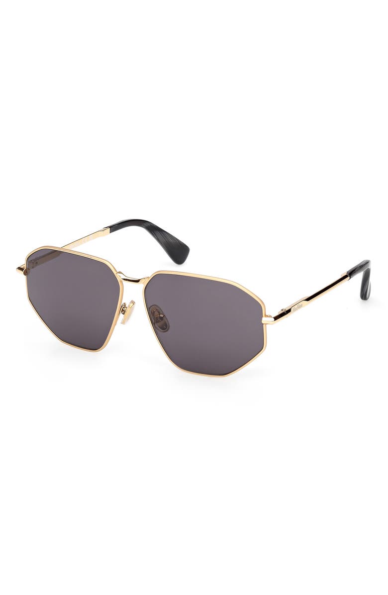 Max Mara Miller 54mm Navigator Sunglasses, Alternate, color, Deep Gold/ Black Horn/ Smoke