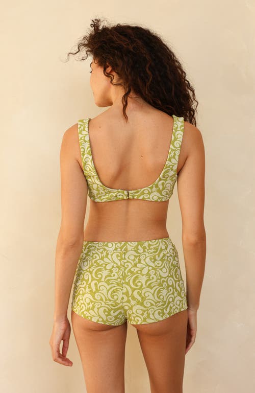 Dippin Daisys Farrah Elastic Waist Booty Short In Twin Fin Matcha