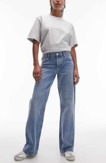 Topshop Low Rise Wide Leg Jeans