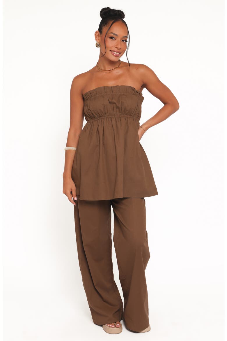 Ember Strapless Cotton & Linen Tunic Top, Alternate, color, BROWN