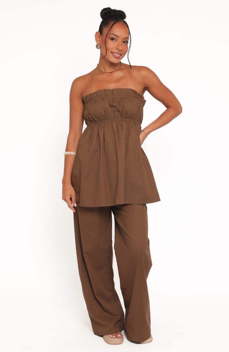 Petal & Pup Ember Strapless Cotton & Linen Tunic Top, Alternate, color, Brown