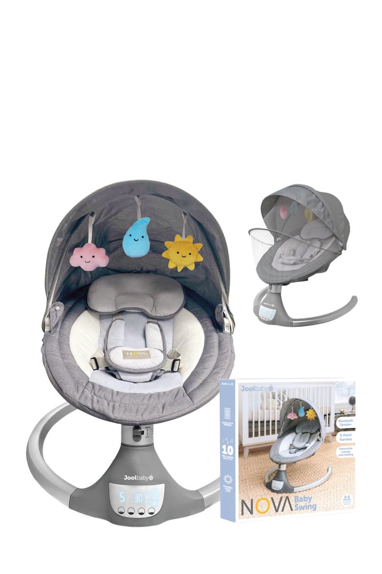 Nova Swing for Newborns - Electric Motorized Infant Swing, Bluetooth Music, 10 Preset Melodies, Remote, Main, color, Gray