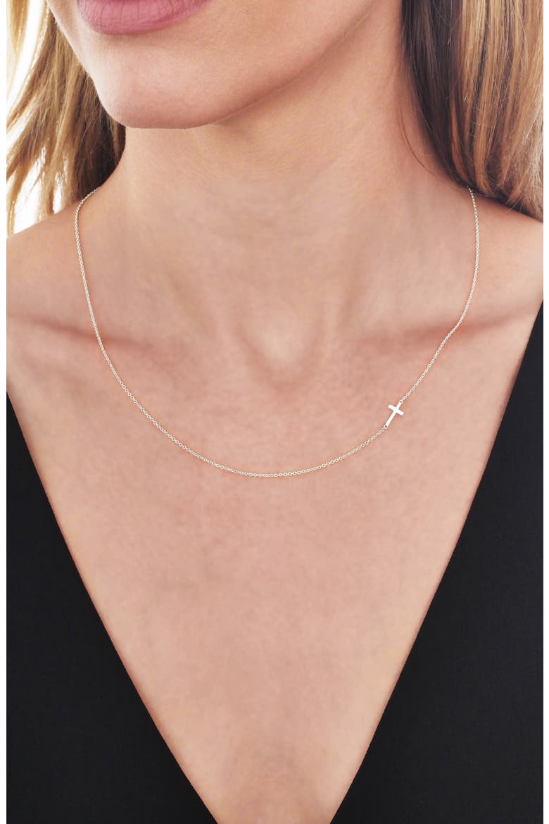 Cross Station Necklace   (Nordstrom Exclusive), Alternate, color, WHITE GOLD