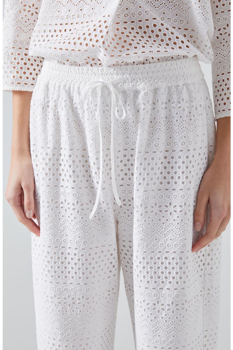 Edie Broderie Straight Leg Pants, Alternate, color, WHITE