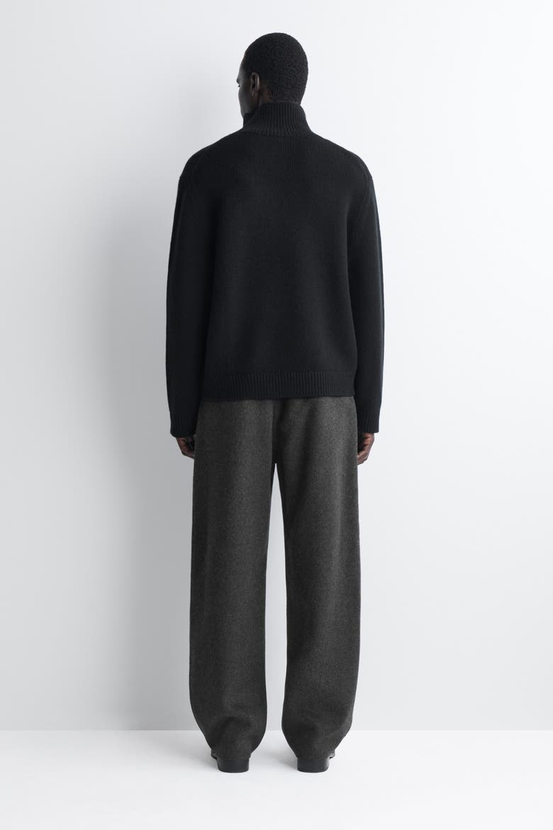 Double-faced Wool Relaxed-fit Wide-leg Pants, Alternate, color, CHARCOAL