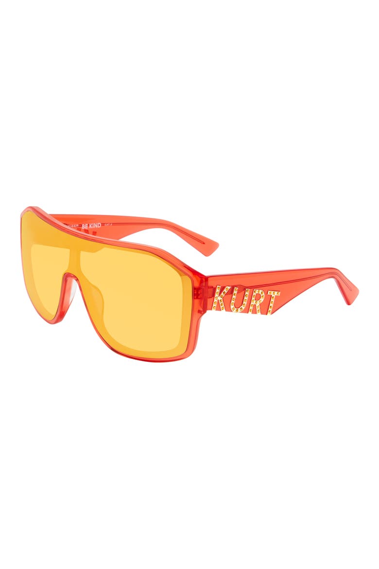 Mask Sunglasses, Alternate, color, PEACH/ ROSEGD ML