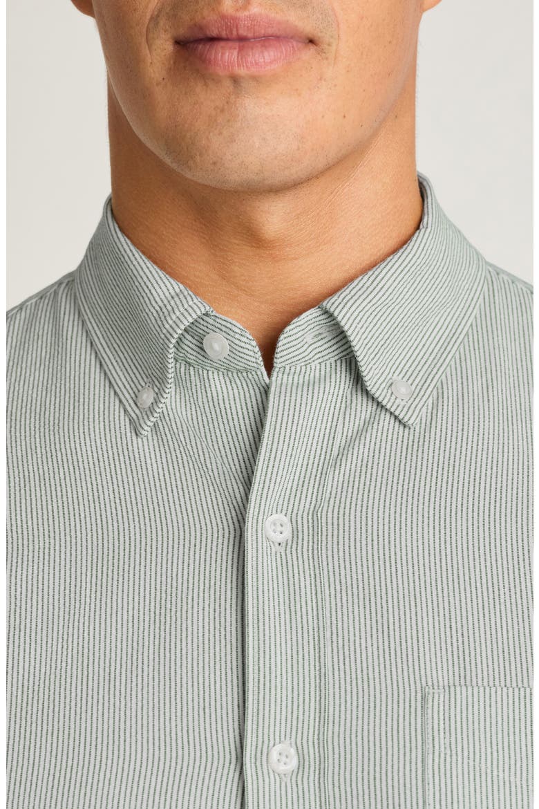 Everyday Slim Fit Striped Cotton Seersucker Shirt, Alternate, color, OLIVE STRIPE SEERSUCKER