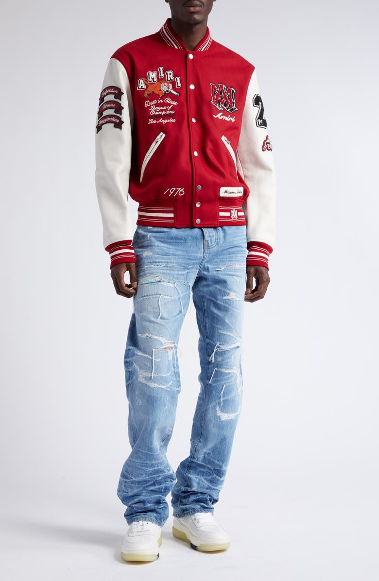 AMIRI Tiger Patch Varsity Jacket, Alternate, color, 