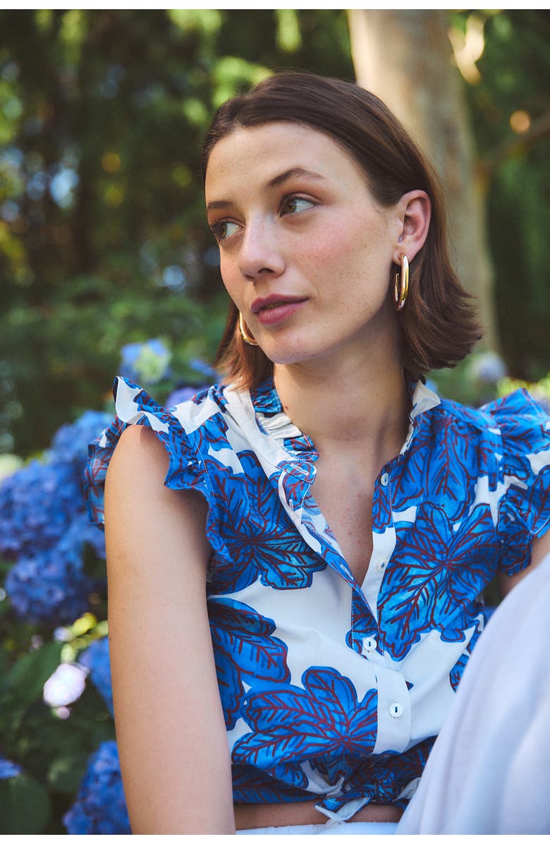 Ro's Garden Cc Frida Crispy Cotton Shirt, Alternate, color, Blue Eenika