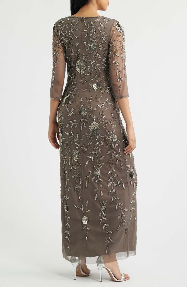 Pisarro Nights Sequin & Bead Gown, Alternate, color, Mocha
