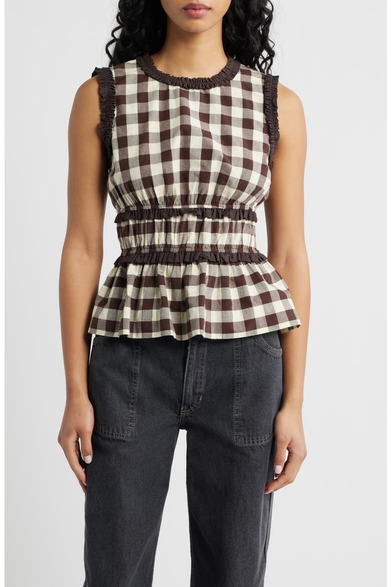 Everly Ruffle Puff Sleeve Peplum Top, Alternate, color, BUTTER