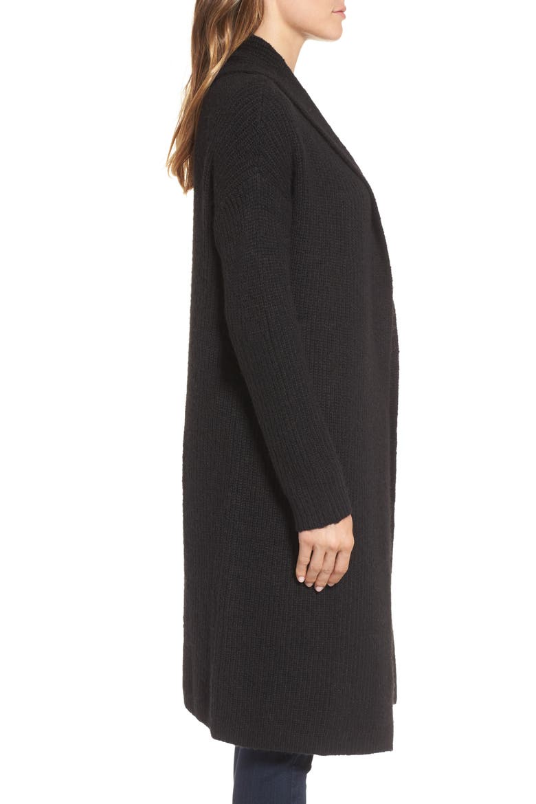 Textured Open Front Cardigan, Alternate, color, BLACK