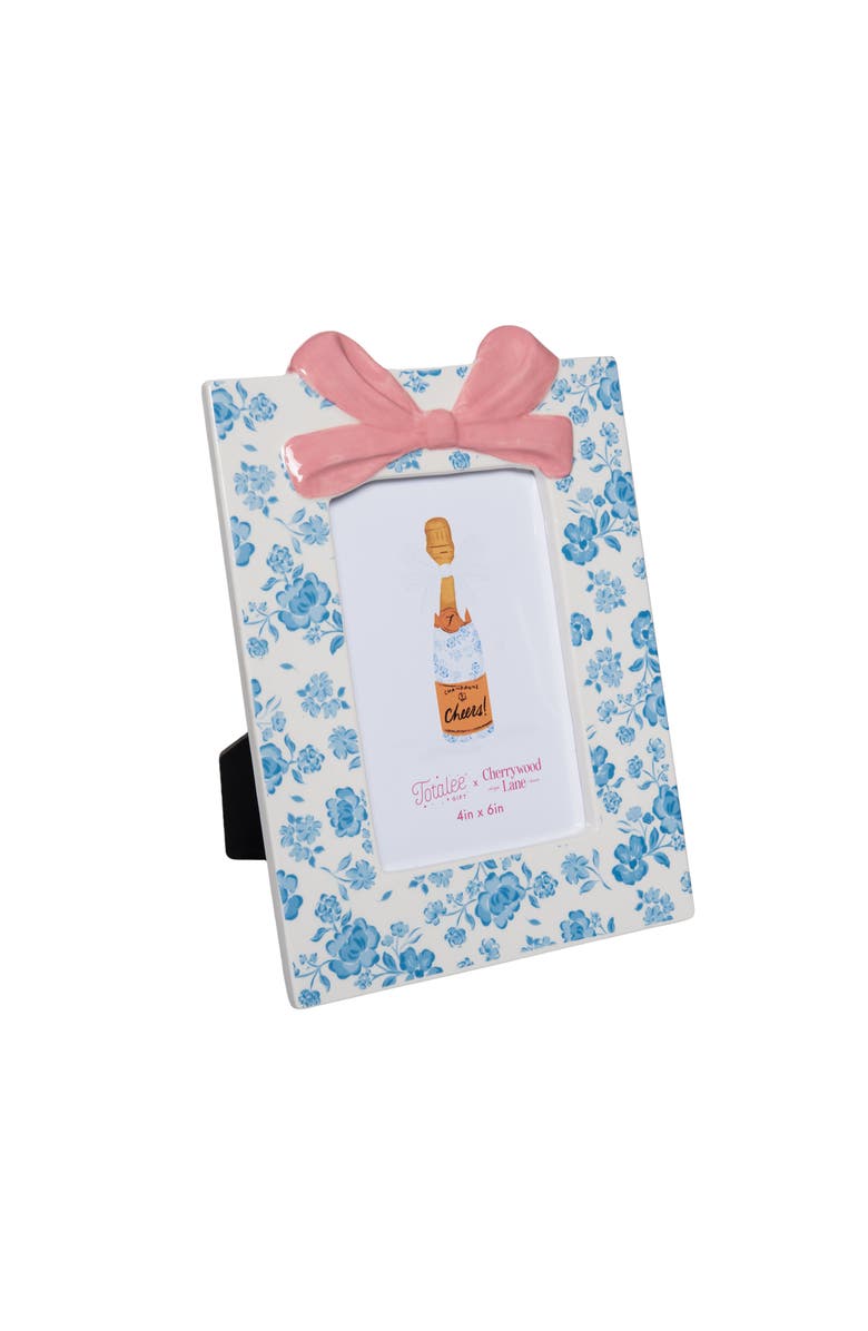Totalee Gift Blue Floral Photo Frame Ceramic Blue, Main, color, Blue